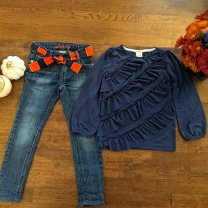 Girl's Gymboree ruffle top & denim jeans sz 5